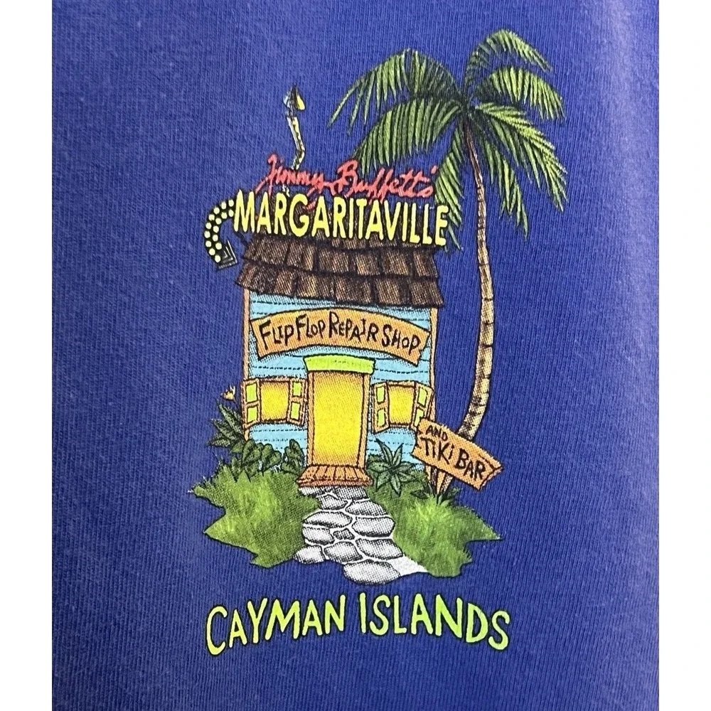Margaritaville Cayman Islands Flip Flop Captain Jimmy Buffet Small Blue T-Shirt‎